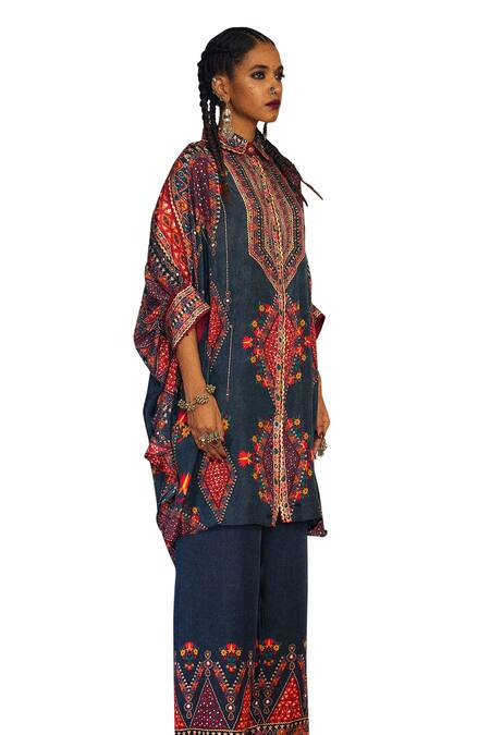 Buy_Rajdeep Ranawat_Grey Modal, Satin Printed Hem Palazzo _Online_at_Aza_Fashions