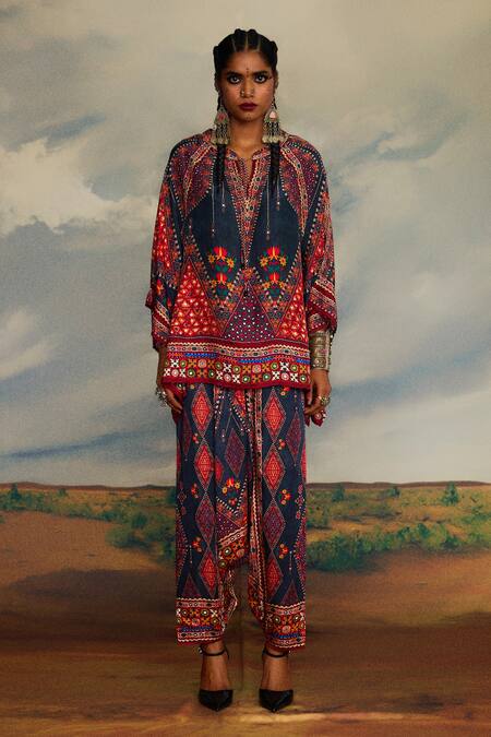 Buy_Rajdeep Ranawat_Grey Modal, Satin Maimouna Printed Turkish Pant _Online_at_Aza_Fashions