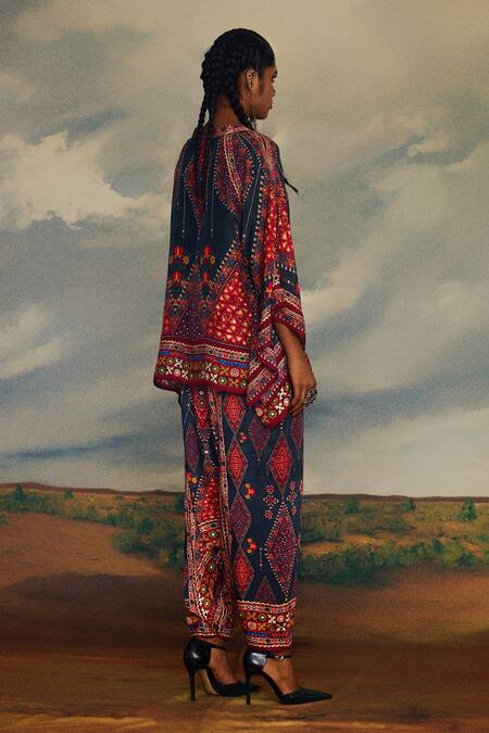 Rajdeep Ranawat_Grey Modal, Satin Maimouna Printed Turkish Pant _at_Aza_Fashions