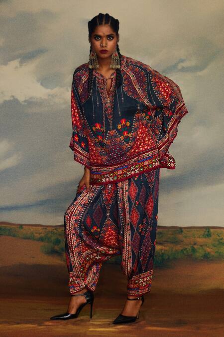 Buy_Rajdeep Ranawat_Grey Modal, Satin Maimouna Printed Turkish Pant 