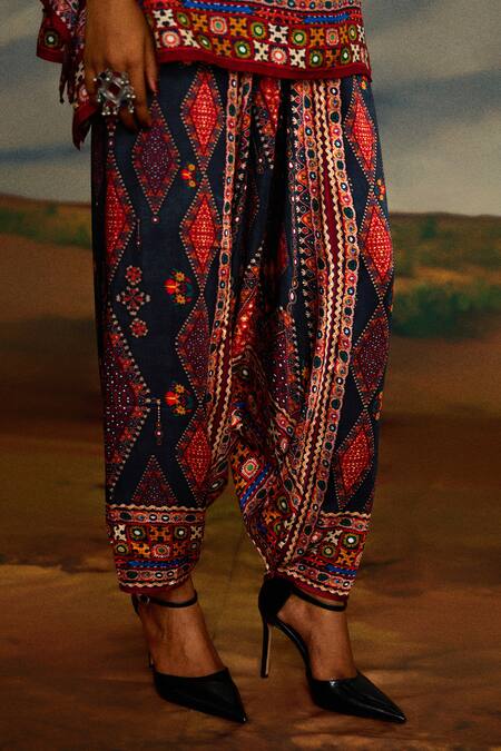 Shop_Rajdeep Ranawat_Grey Modal, Satin Maimouna Printed Turkish Pant 