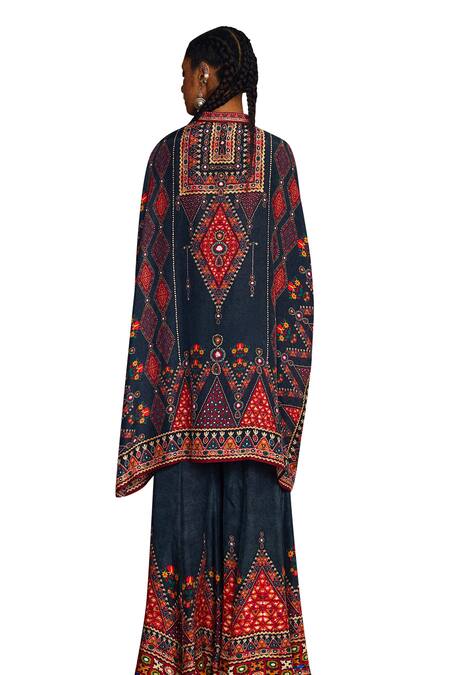 Rajdeep Ranawat_Grey Silk Embroidery, Mirrors Bandeau Neck Chanel Diamond Print Tunic _at_Aza_Fashions