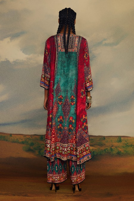 Rajdeep Ranawat Anisha Silk Floral Print Anarkali 