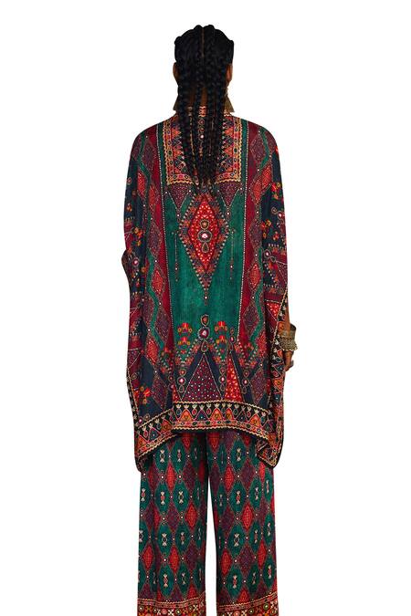 Rajdeep Ranawat Multi Color Silk Embroidery Bandeau Neck Chanel Mirror Yoke Tunic at Aza Fashions Rajdeep Ranawat_Multi Color Silk Embroidery Bandeau Neck Chanel Mirror Yoke Tunic _at_Aza_Fashions