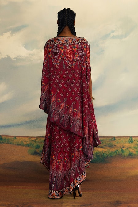 Rajdeep Ranawat Kamini Geometric Print Flared Top & Skirt Set 