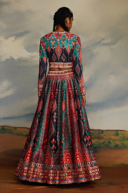 Rajdeep Ranawat Leela Tribal Print Blouse & Lehenga Set 