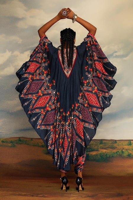 Rajdeep Ranawat Farah Print Draped Circular Dress 