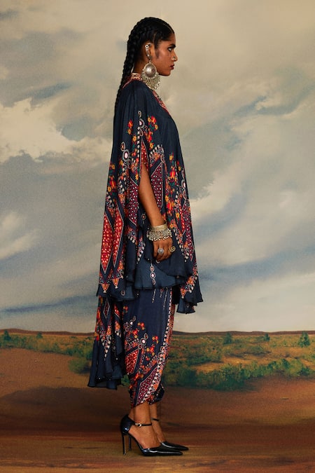 Shop_Rajdeep Ranawat_Grey Modal, Satin Farah Print Dhoti Pant _Online_at_Aza_Fashions