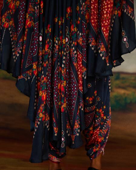 Buy_Rajdeep Ranawat_Grey Modal, Satin Farah Print Dhoti Pant 