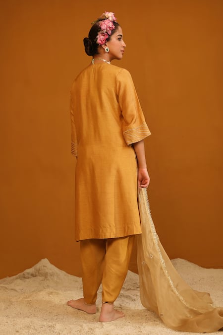 Omana By Ranjana Bothra Shabana Floral Embroidered Kurta Dhoti Pant Set 