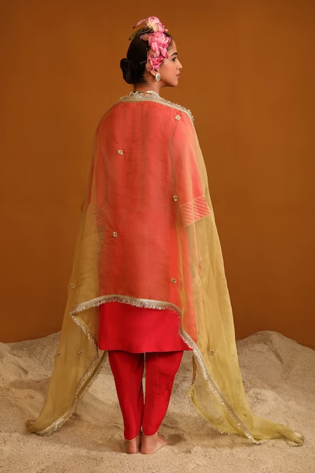 Omana By Ranjana Bothra Shabana Floral Jaal Embroidered Kurta Dhoti Pant Set 