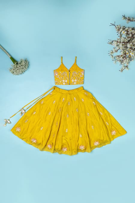 Yuvraani Jaipur Mirror Hand Embroidered Lehenga Set 