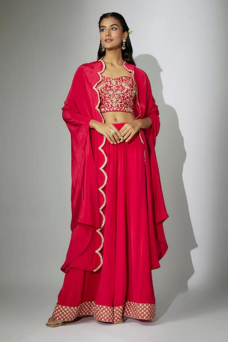 Nadima Saqib Zardosi & Marodi Embroidered Cape Sharara Set 