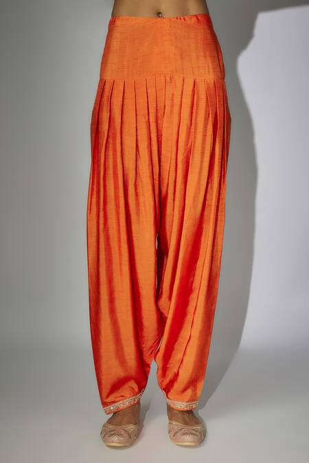 Buy Nadima Saqib Orange Georgette, Silk, Organza Embroidery Round Neck Kurta Salwar Set Online at Aza Fashions Buy_Nadima Saqib_Orange Georgette, Silk, Organza Embroidery Round Neck Kurta Salwar Set _Online_at_Aza_Fashions