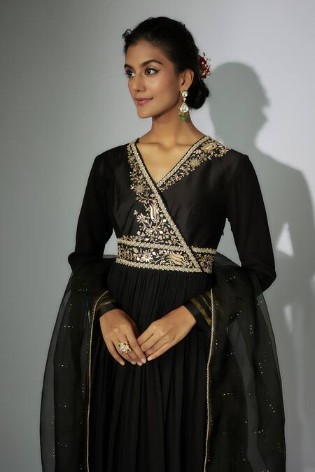 Nadima Saqib Black Georgette, Chanderi, Organza, Satin, Lycra Zardosi Anarkali Set at Aza Fashions Nadima Saqib_Black Georgette, Chanderi, Organza, Satin, Lycra Zardosi Anarkali Set _at_Aza_Fashions