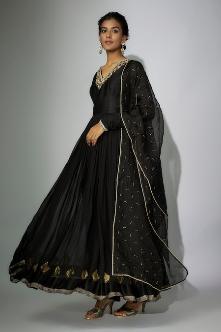 Nadima Saqib Black Georgette, Chanderi, Organza Zari, Zardosi And Marodi Anarkali With Dupatta at Aza Fashions Nadima Saqib_Black Georgette, Chanderi, Organza Zari, Zardosi And Marodi Anarkali With Dupatta _at_Aza_Fashions