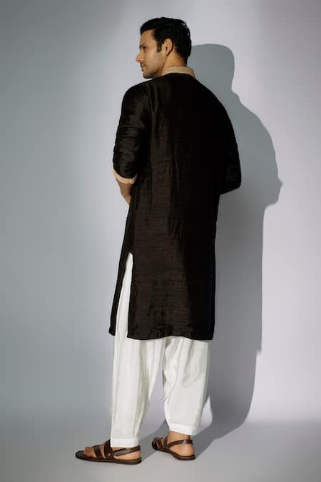 Shop Nadima Saqib Black Silk Zari, Sequins Embroidered Kurta at Aza Fashions Shop_Nadima Saqib_Black Silk Zari, Sequins Embroidered Kurta _at_Aza_Fashions