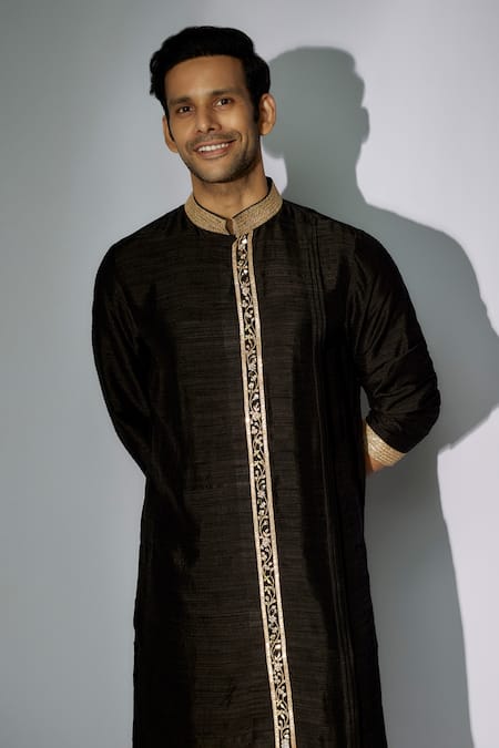 Buy Nadima Saqib Black Silk Zari, Sequins Embroidered Kurta Online at Aza Fashions Buy_Nadima Saqib_Black Silk Zari, Sequins Embroidered Kurta _Online_at_Aza_Fashions