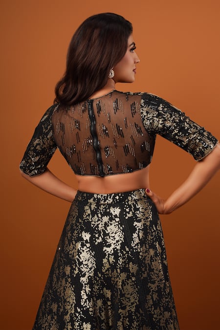 Krishna Padia Sequin Galaxy Embroidered Lehenga With Blouse 