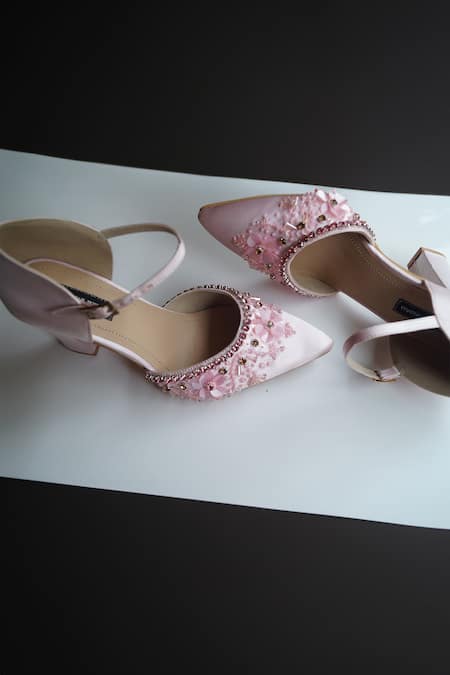 Shradha Hedau Footwear Couture Floral Sequin Embellished Pink Heels 