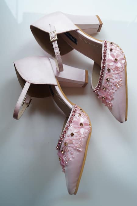 Shradha Hedau Footwear Couture Floral Sequin Embellished Pink Heels 