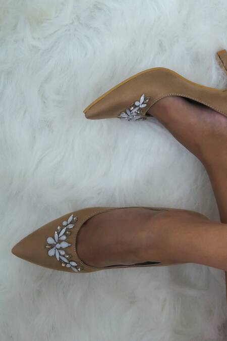 Shradha Hedau Footwear Couture_Beige Embellished Marla Jewel Heels _Online_at_Aza_Fashions