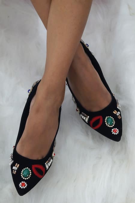Shradha Hedau Footwear Couture_Black Embellished Jewel Heels _Online_at_Aza_Fashions