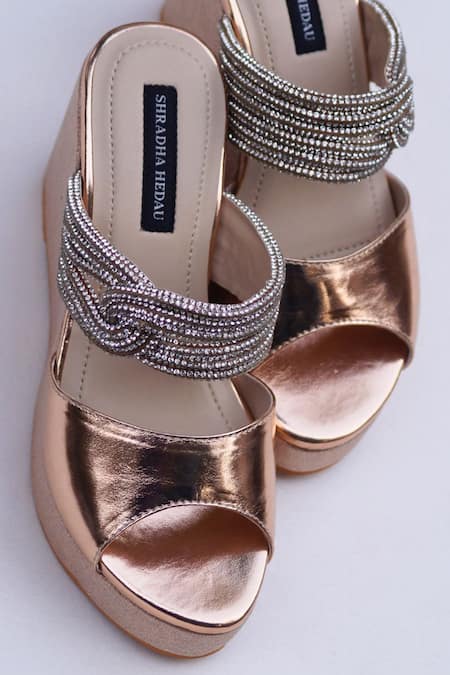 Shradha Hedau Footwear Couture Josephine Embellished Metallic Wedges 