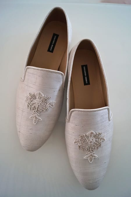 Shradha Hedau Footwear Couture Aaryan Pearl Bloom Embroidered Shoes 