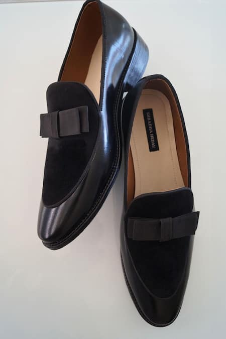 Shradha Hedau Footwear Couture Black Jivin Bow Moccasin Shoes 