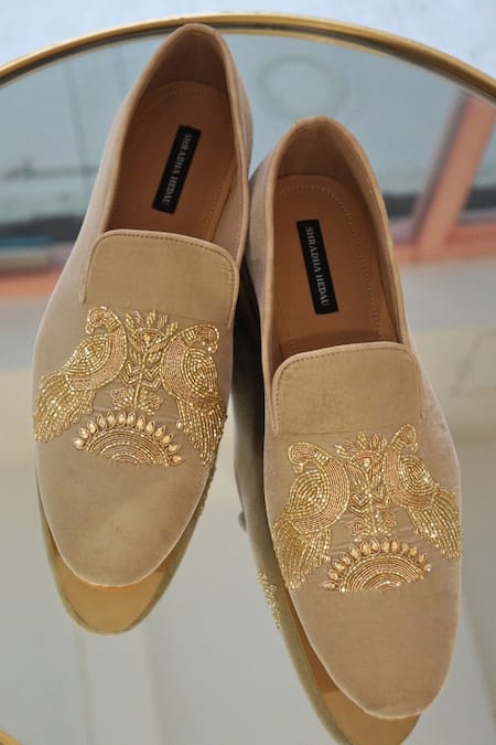 Shradha Hedau Footwear Couture Sujay Cutdana Mor Embroidered Moccasin Shoes 