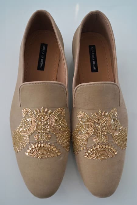 Shradha Hedau Footwear Couture Sujay Cutdana Mor Embroidered Moccasin Shoes 