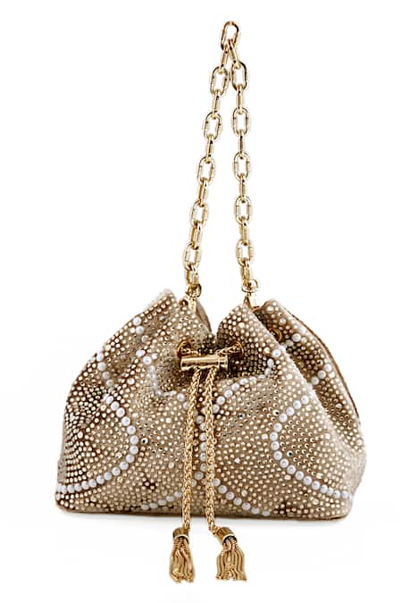 House of Bio Swarovski Studded Bucket Bag 