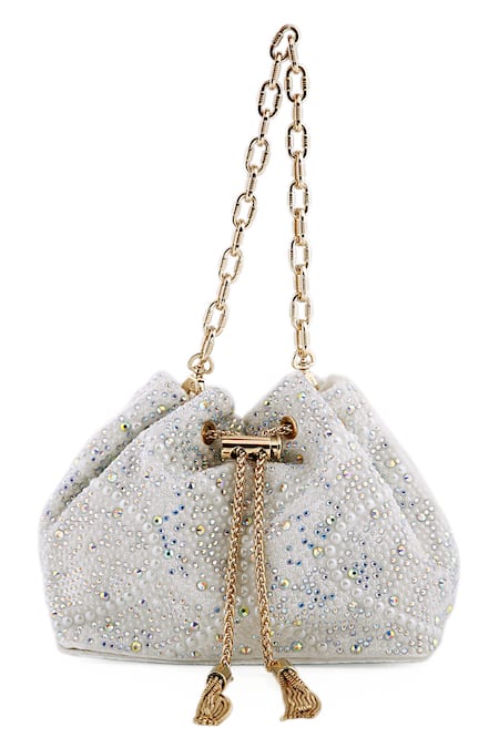 House of Bio Swarovski Crystal Embellished Potli Bag 