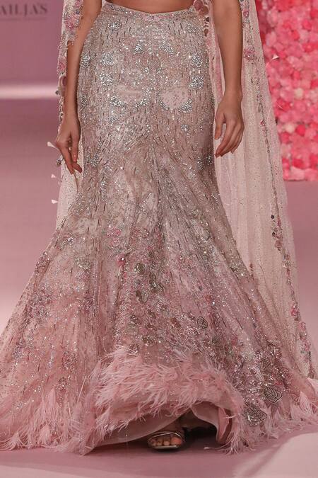 Buy Dolly J Pink Tulle Elea Peacock Inspired Bridal Lehenga And Embellished Blouse Set Online at Aza Fashions Buy_Dolly J_Pink Tulle Elea Peacock Inspired Bridal Lehenga And Embellished Blouse Set _Online_at_Aza_Fashions