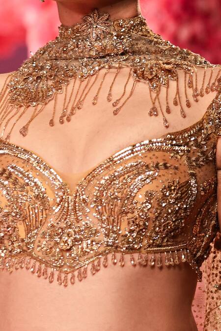 Buy Dolly J Gold Tulle Embroidery, Crystals, Sequins Thea Embellished Mermaid Lehenga Set Online at Aza Fashions Buy_Dolly J_Gold Tulle Embroidery, Crystals, Sequins Thea Embellished Mermaid Lehenga Set _Online_at_Aza_Fashions