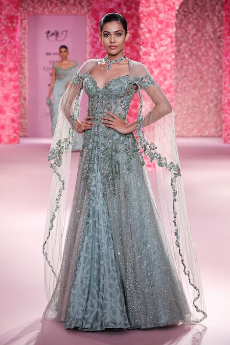 Dolly J Martine Crystal Embellished Jacket With Lehenga 