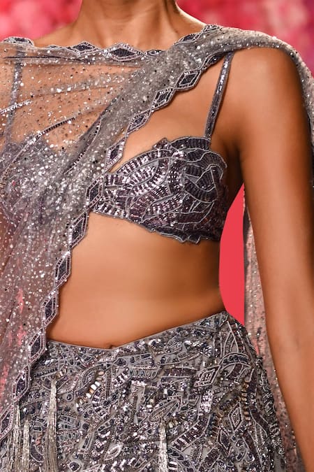 Dolly J Chloe Shimmer Tulle Bead & Crystal Embellished Lehenga Set 