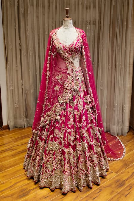 Dolly J Raw Silk Embroidered Bridal Lehenga Set 