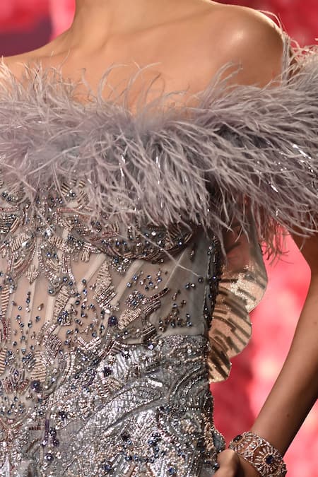 Dolly J Charlene Off-Shoulder Crystal Embroidered Gown 