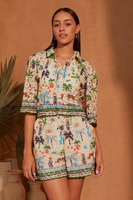 NOIB Deya Holiday Print Shirt With Shorts 