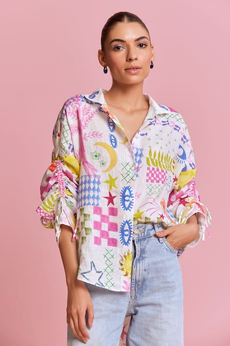 NOIB Thais Celestial Print Oversized Shirt 