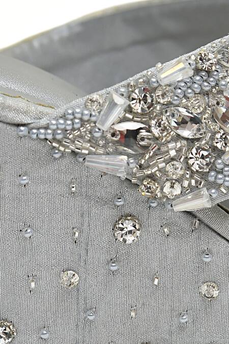 Buy_Modanta Footwear_Grey Diamonds, Embroidery Wedges _Online_at_Aza_Fashions