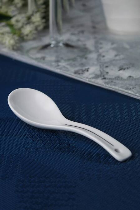 Vola_Ivory Porcelain Gaj Platinum Dinner Set_Online_at_Aza_Fashions