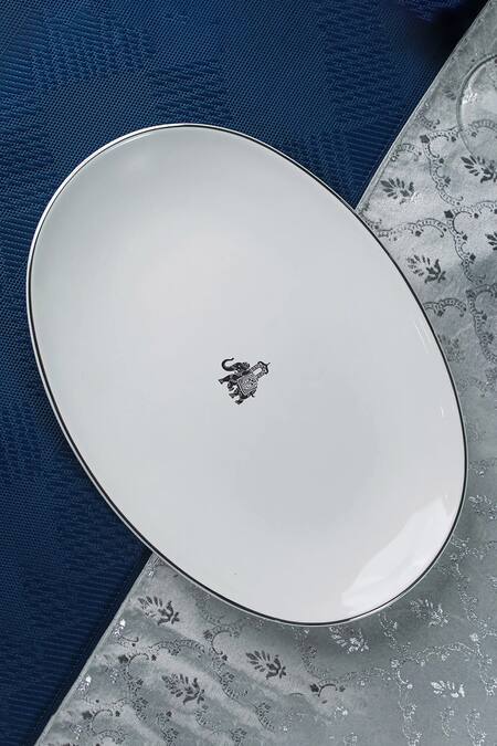 Vola_Ivory Porcelain Gaj Platinum Dinner Set_at_Aza_Fashions