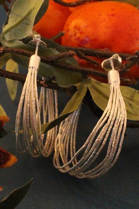 Heena Mittal_Gold Plated Glitter Wired Hoops _Online_at_Aza_Fashions