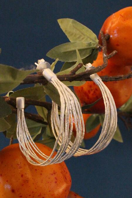 Shop_Heena Mittal_Gold Plated Glitter Wired Hoops _Online_at_Aza_Fashions