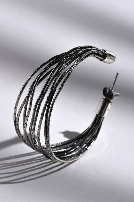 Shop Heena Mittal Gold Plated Metallic Thread Oxi Wired Hoops at Aza Fashions Shop_Heena Mittal_Gold Plated Metallic Thread Oxi Wired Hoops _at_Aza_Fashions