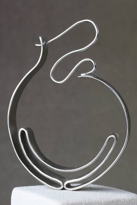 Buy_Heena Mittal_Silver Plated Orion Rippling Ribbon Hoops _Online_at_Aza_Fashions