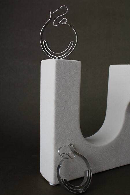 Shop_Heena Mittal_Silver Plated Orion Rippling Ribbon Hoops _Online_at_Aza_Fashions